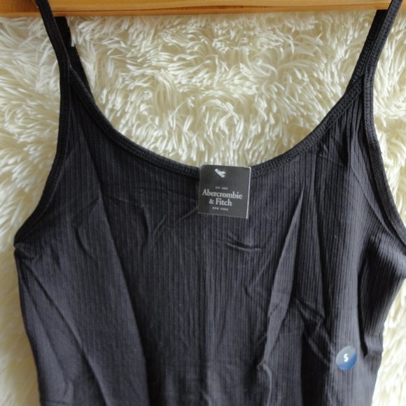 NEW Abercrombie & Fitch Black Ribbed Cami Tank Top - Picture 2 of 4
